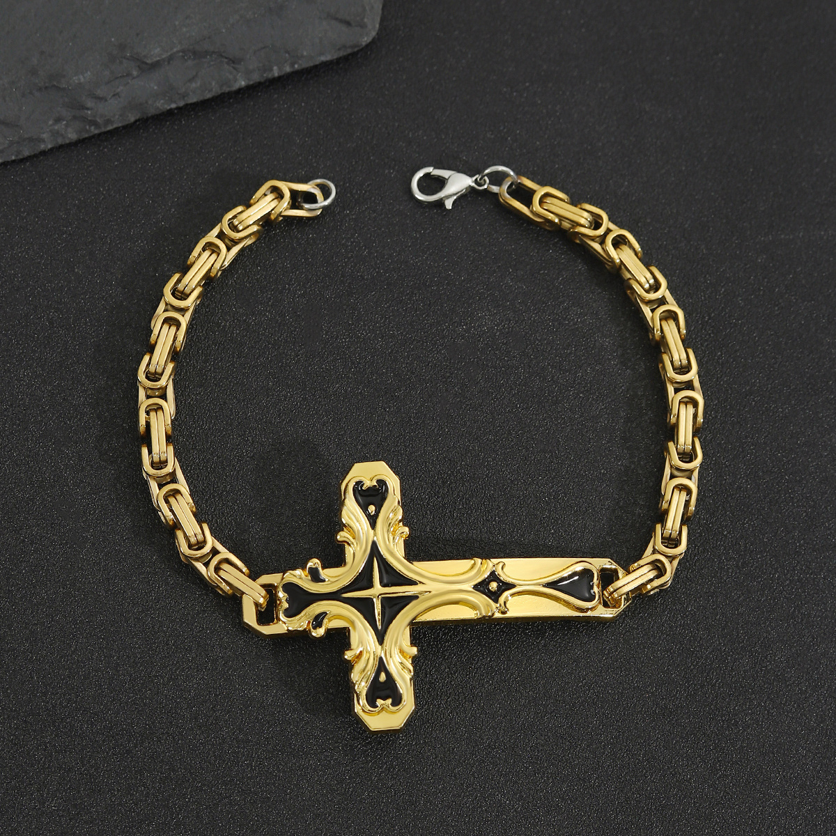 Multi-Color Cross Double-Layer Stainless Steel Bracelet